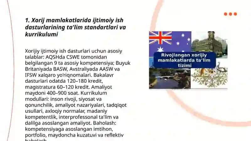 Xorij mamlakatlarida ijtimoiy ish amaliyoti darajasi va ta'lim 3