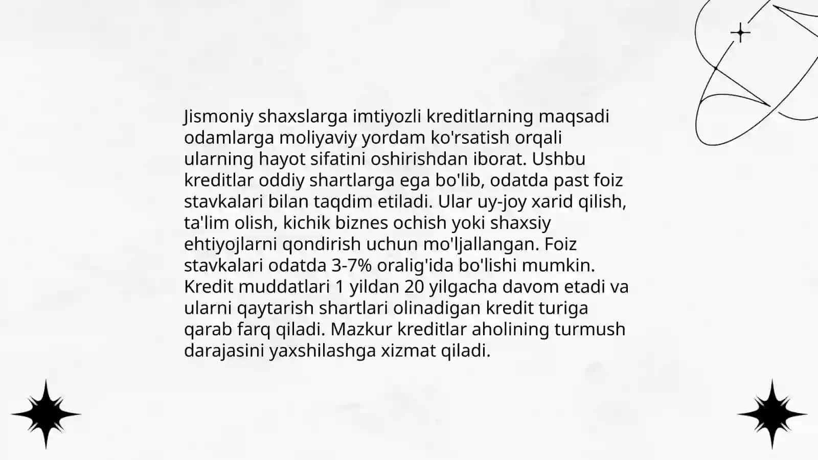 Jismoniy shaxslarga imtiyozli keriditlar va uning moamolari 3