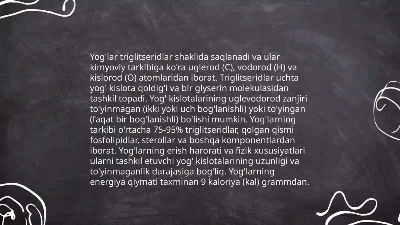 Organizm va ovqat tarkibining asosiy lipidlarning biologik ahamiyati 3