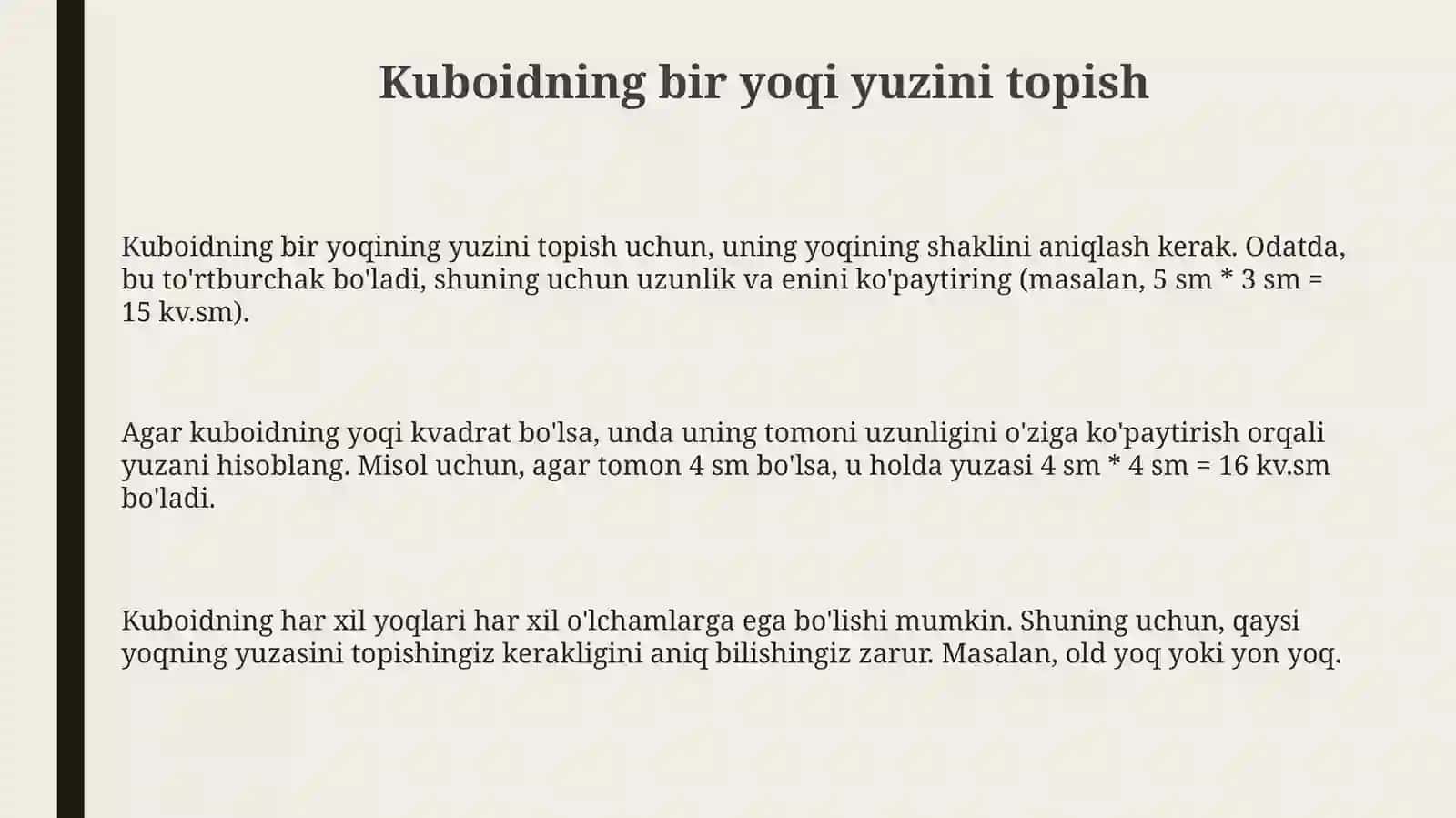 Kubning yoqining yuzi 3