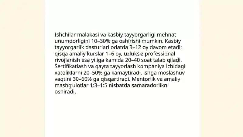 Ishchilar malakasi va kasbiy tayyorgarligi 3