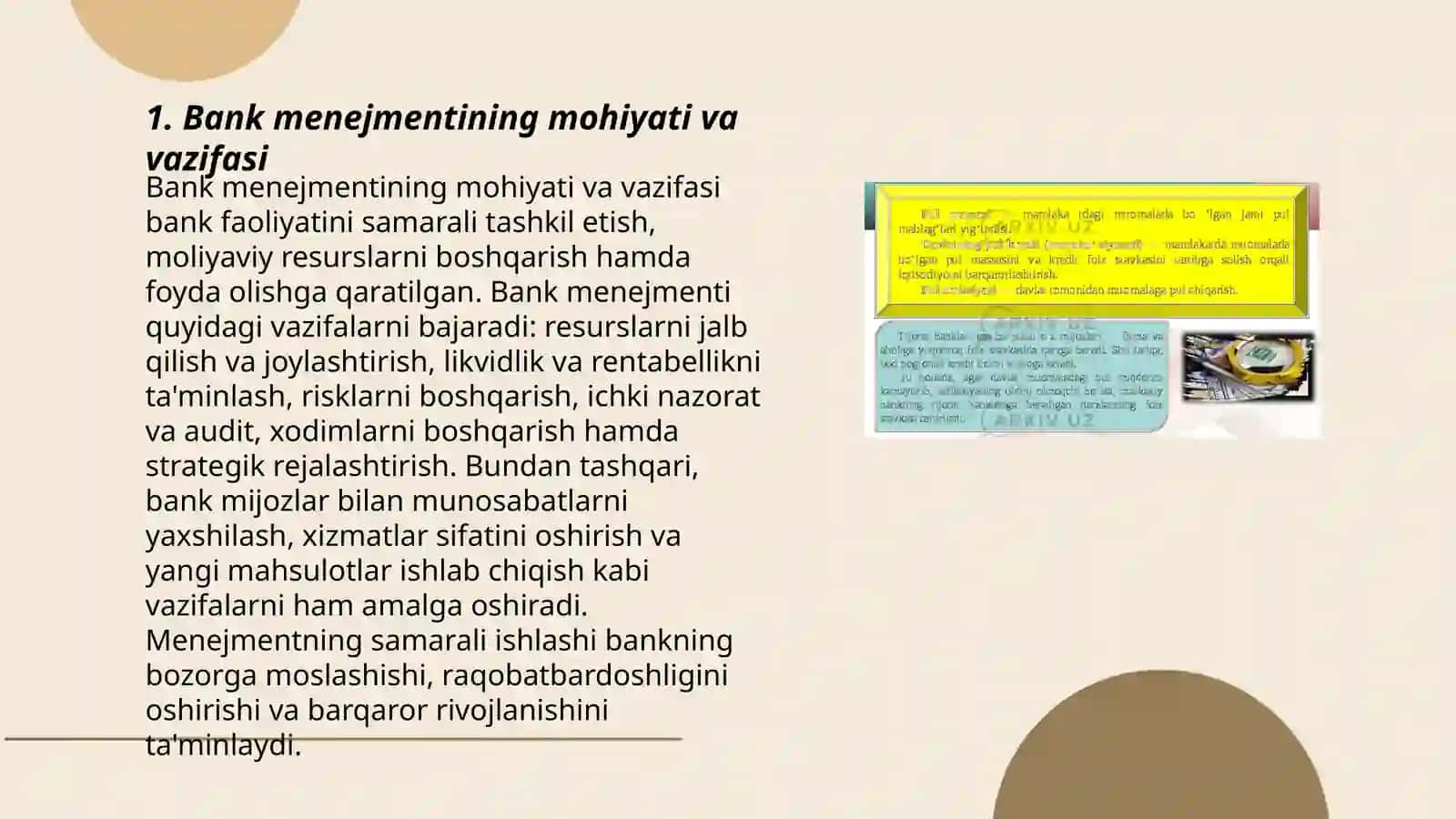 Bank menejmentining tarkibiy tuzilishi va unda tartibga solish va nazoratning o'rni 3