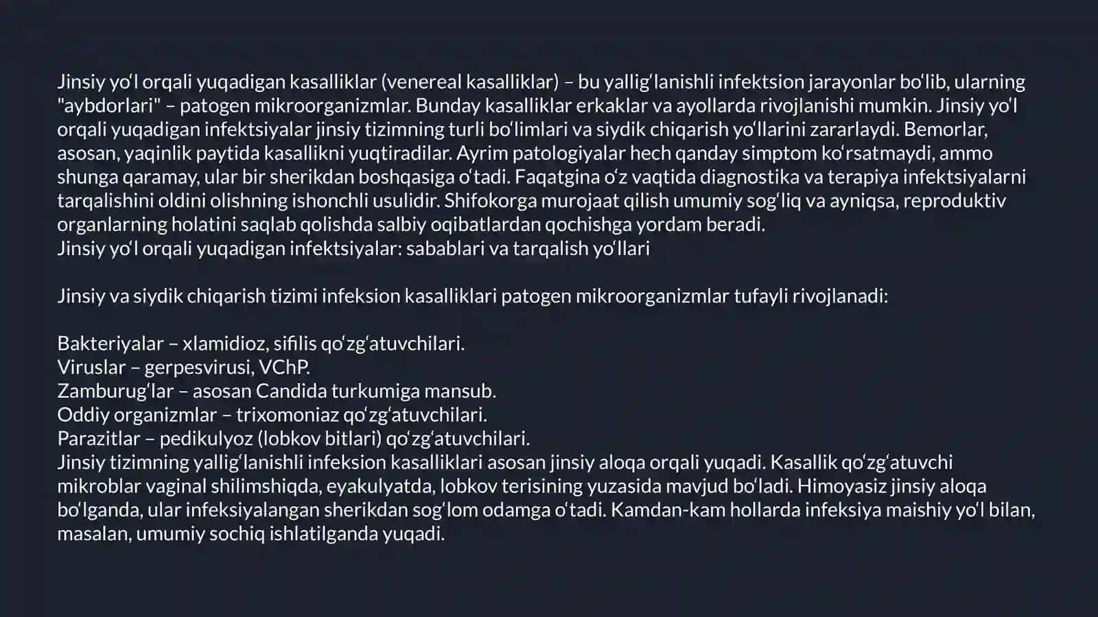 Ayollar va erkaklar reproduktiv azolari kasalliklari 3