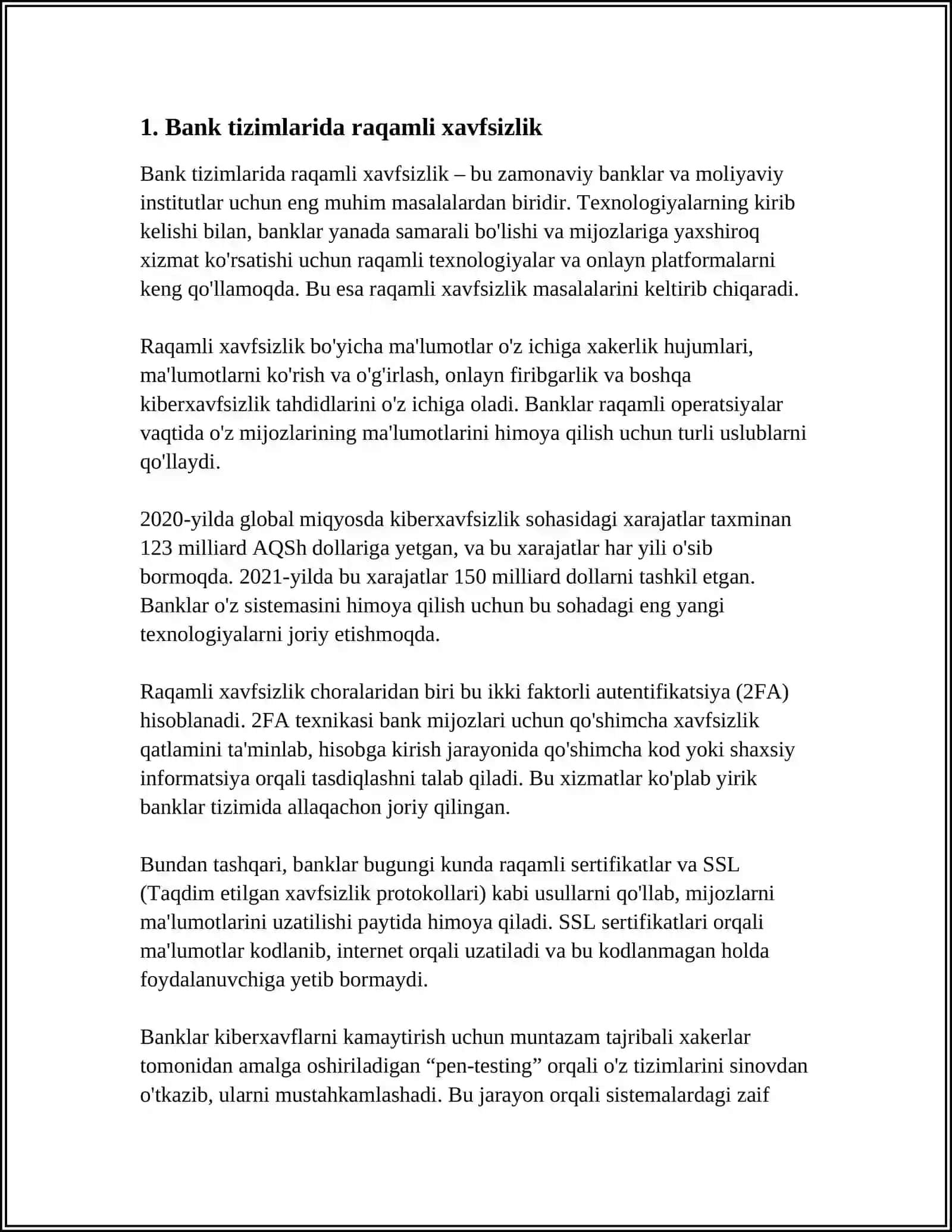 BANKNI RAQAMLASHTIRISHDA AXBOROT TIZIMLARI VA TEHNALOGYALARI 3