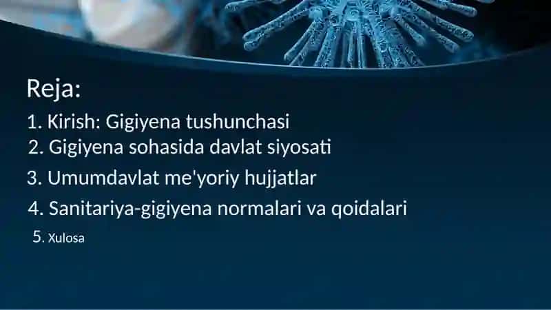 Gigiyena sohasida davlat vame'yoriy hujjatlar bilan tanishish 3