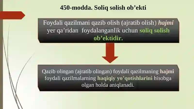 YER QA’RIDAN FOYDALANGANLIK UCHUN SOLIQ(Soliqkodeksining449-454-moddalari) 3