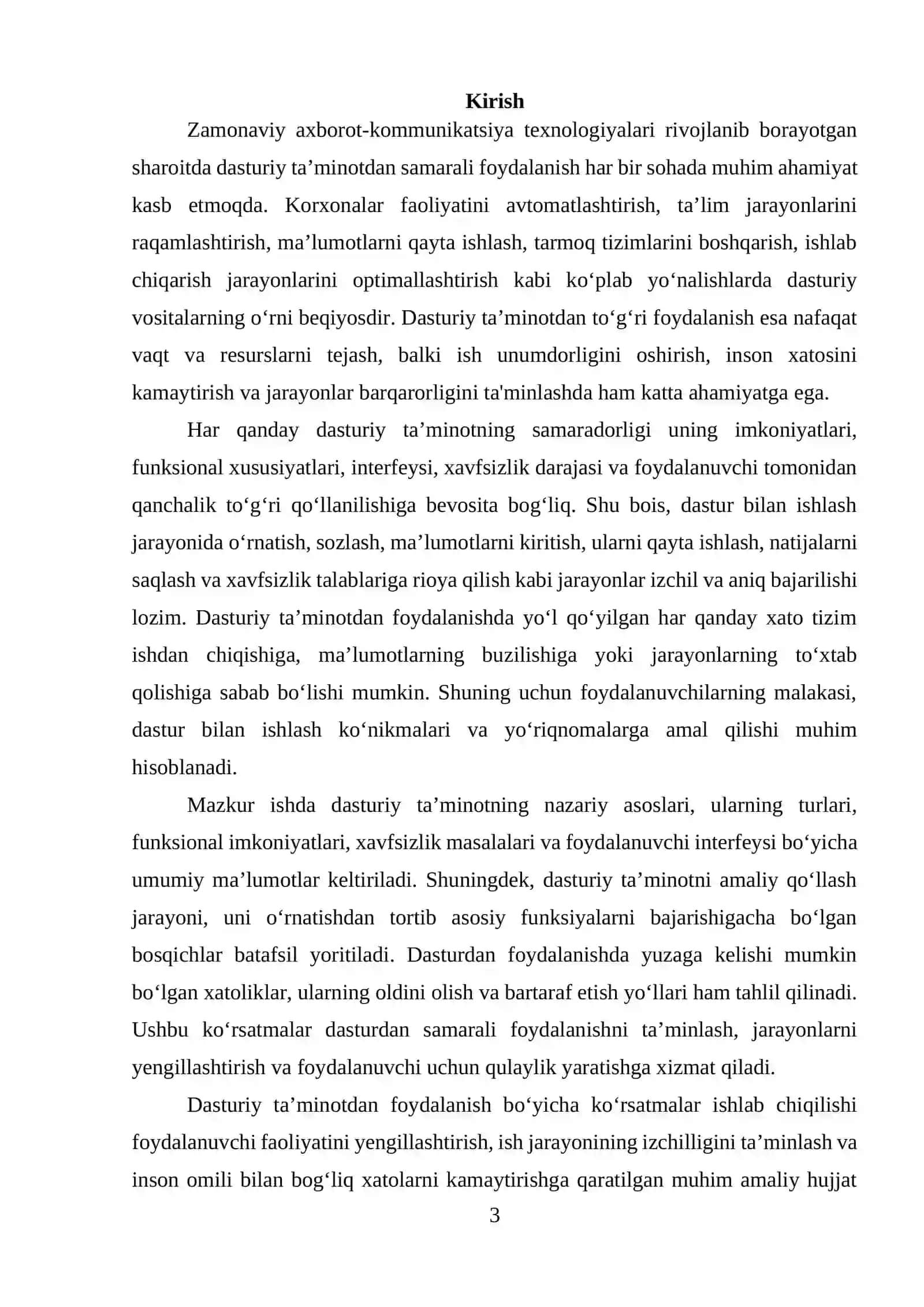 Dasturiy ta’minotdan foydalanishning nazariy asoslari va amaliy foydalanish jarayonlari 3