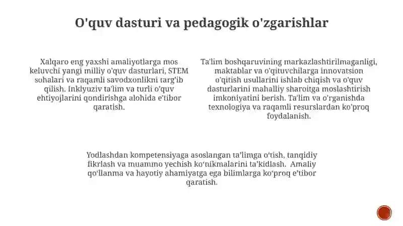 O'zbekistonda Respublikasidagi ta'lim tizimidagi islohotlar Mubiw 3