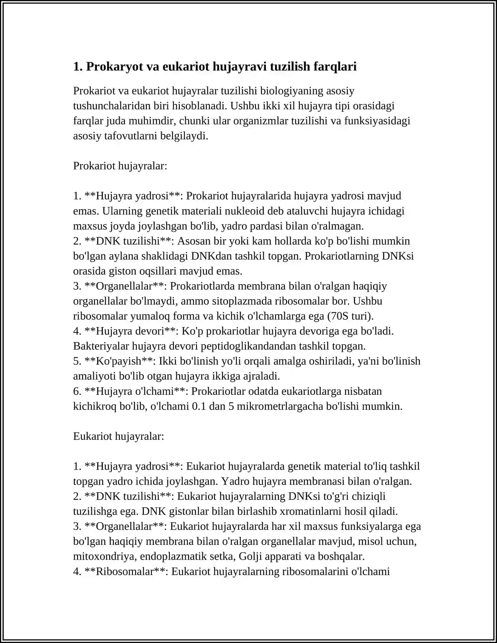TIRIK ORGANIZMLARNING HUJAYRAVIY TUZILISHIGA KO'RA TIPLARI 3