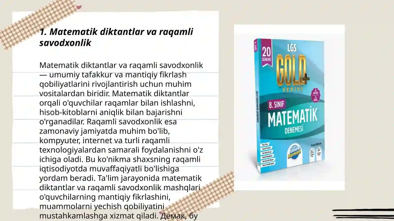 Raqamlashga o'rgatishda matematik diktantning o'rni 3