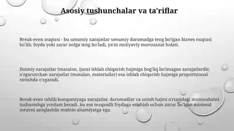 Zararsizlik nuqtasi tahlili 3