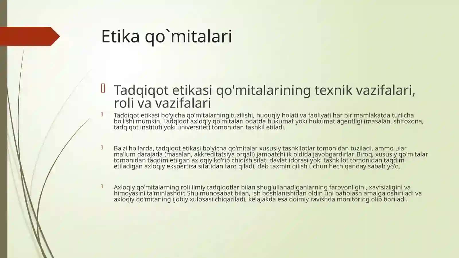 Bioetika fanining Etika qo'mitalari 3