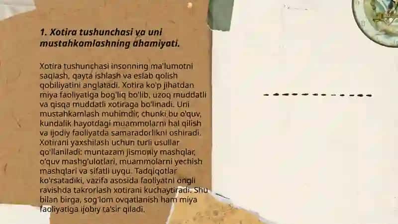 Xotira: ma’lumotlarni mustahkamlash yo‘llari, usullari, vositalari 3