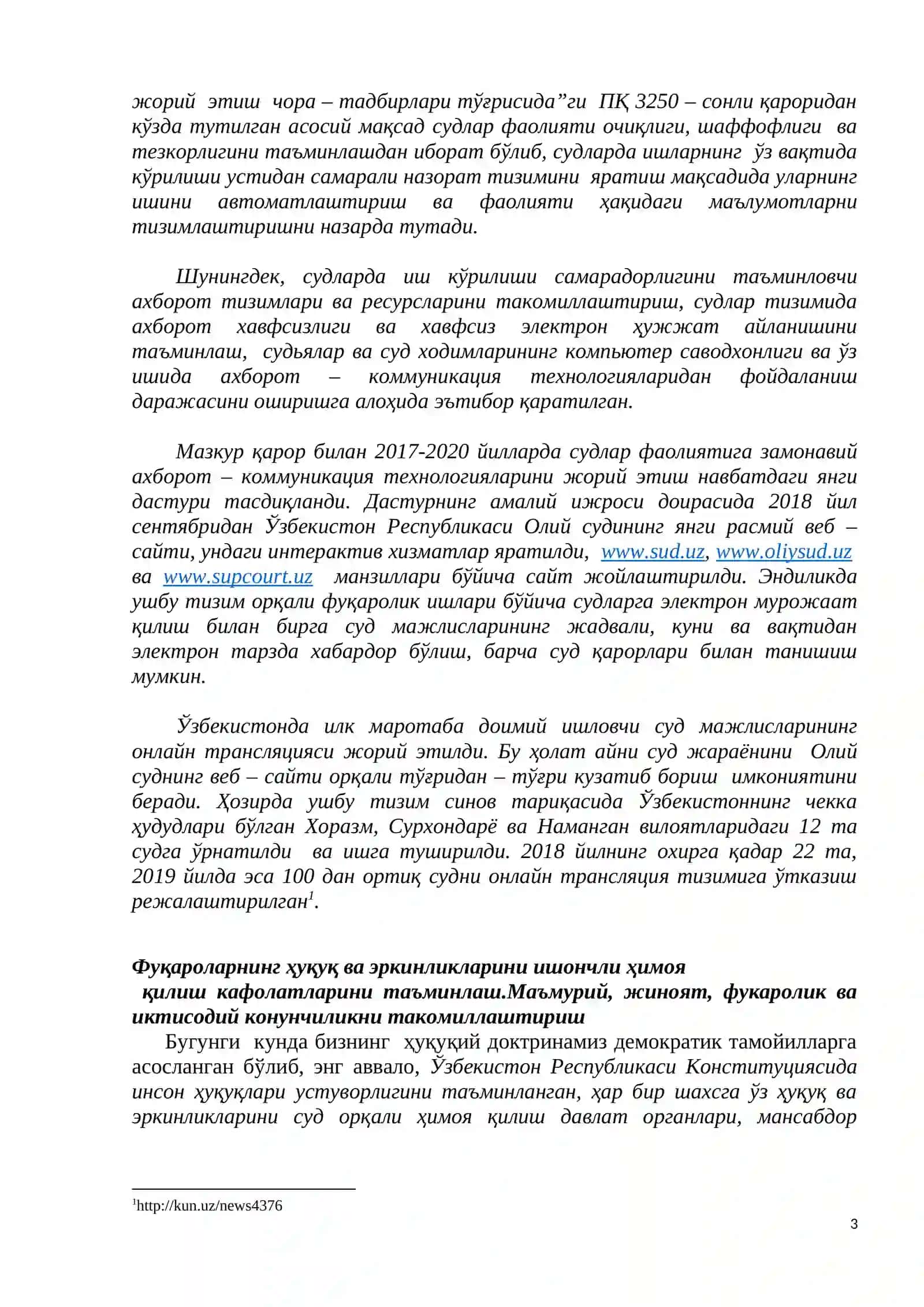 Ўзбекистонда қонун устуворлигини таъминлаш 3