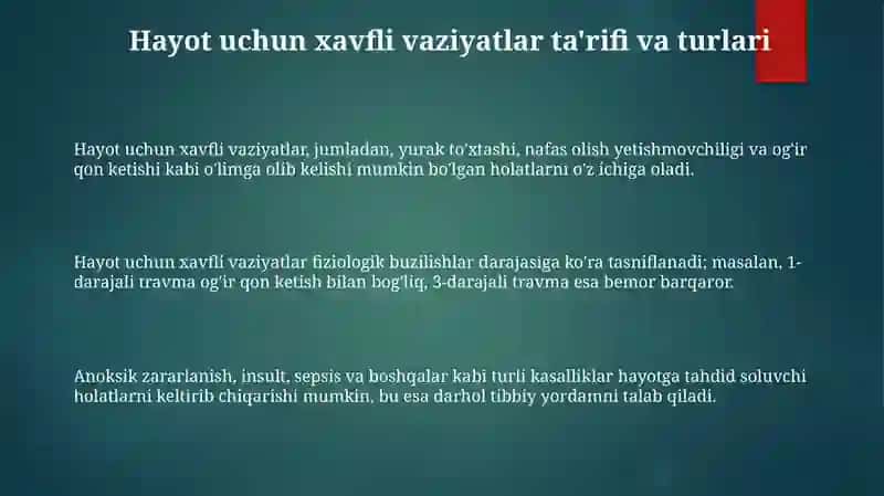 Hayot uchun xavfli holatlar 3