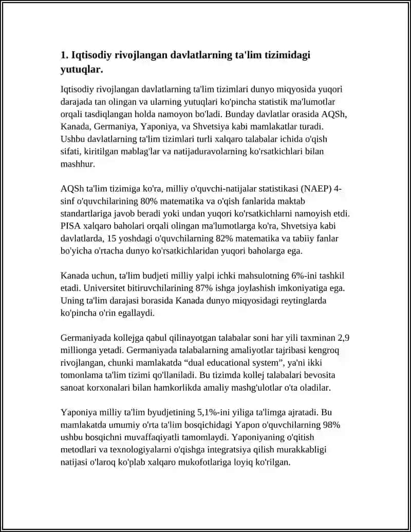 IQTISODIY RIVOJLANGAN DAVLATLAR TAʼLIM TIZIMI VA ULARNING OʻZIGA XOSLIKLARI 3