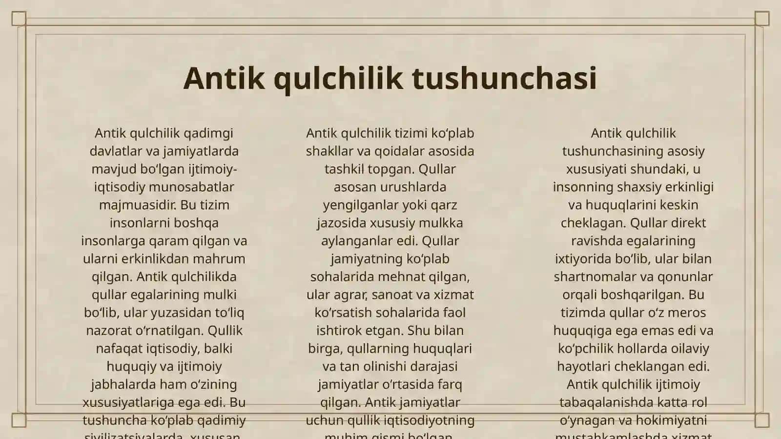 ANTIK QULCHILIK VA UNING O‘ZIGA XOS XUSUSIYATLARI 3