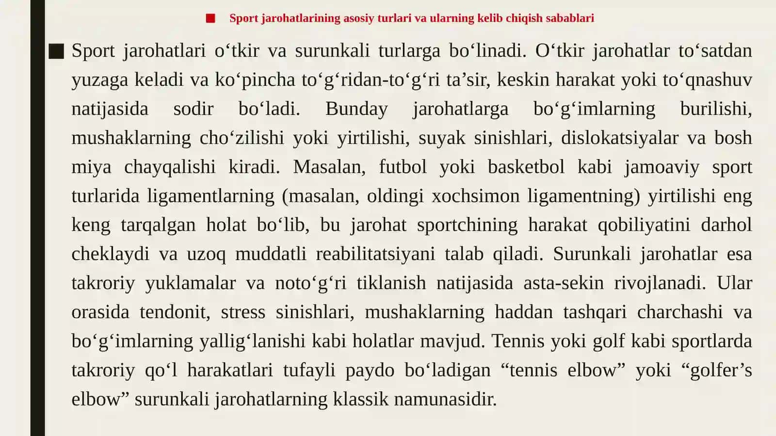 Sport faoliyatida xavfsizlik va jarohatlanishning oldini olish 3