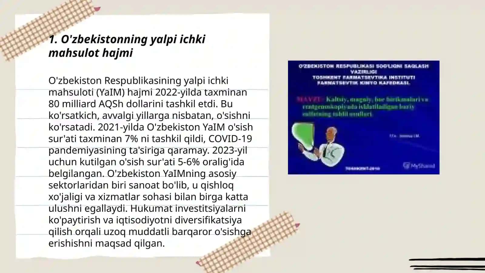 O'zbekiston Respublikasi asosiy makroiqtisodiy ko'rsatkichlarining dinamik tahlili 3
