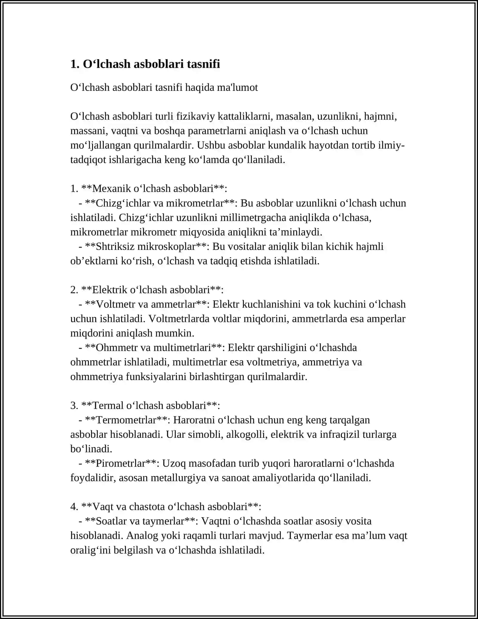 O‘lchash asboblarining tasnifi 3