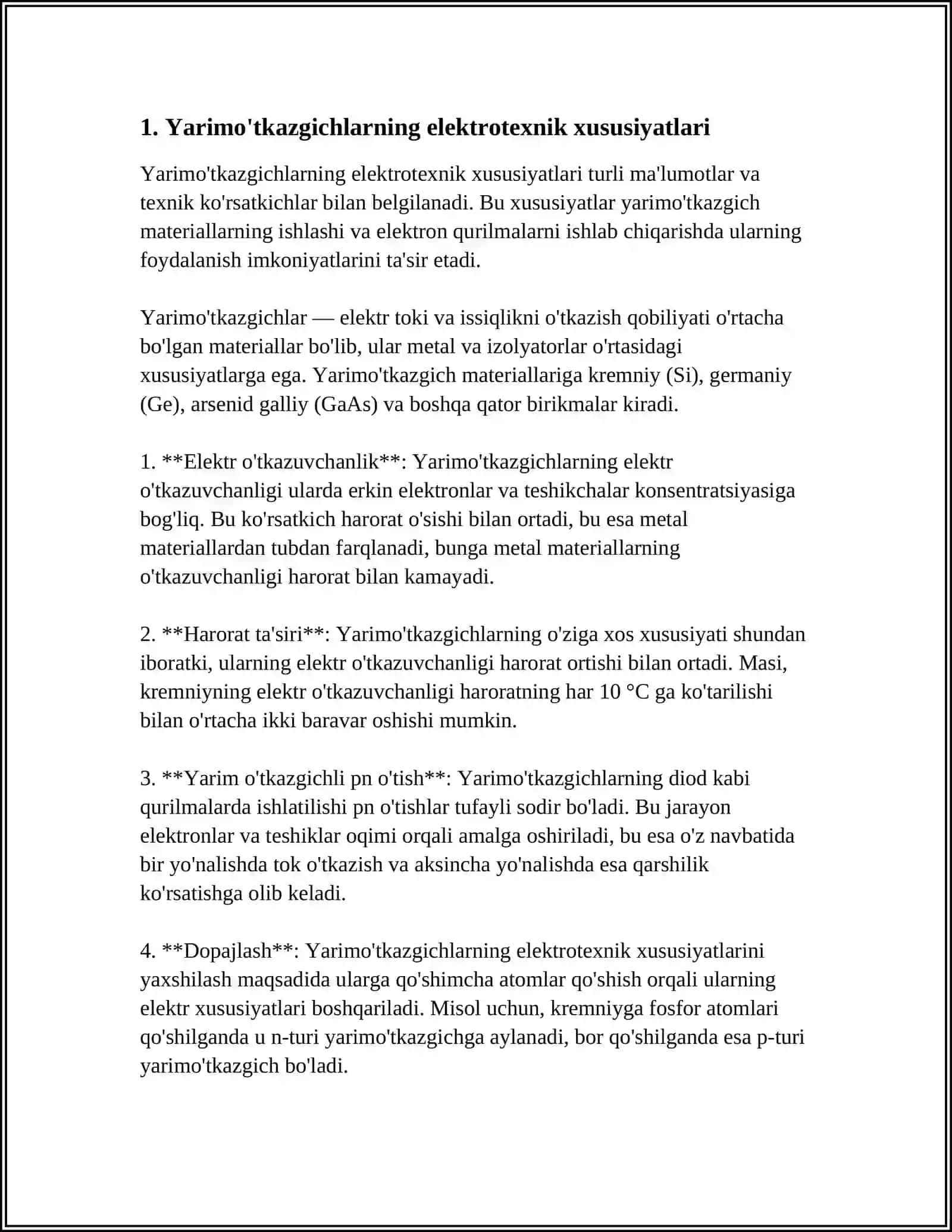 Yarimo'tkazgichlarning elektrotexnik xususiyatlari 3
