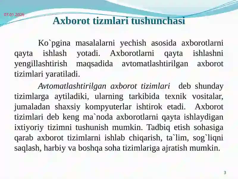 Axorot tizmlari tushunchasi 3