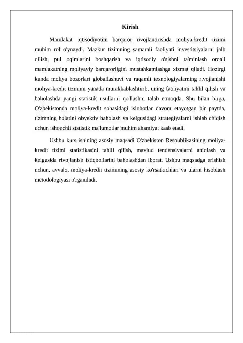 Moliya-kredit tizimi statistikasi 3