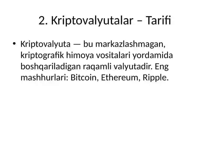 KRIPTOVALYUTALAR VA BLOKCHEYN TIZIMLARI 3