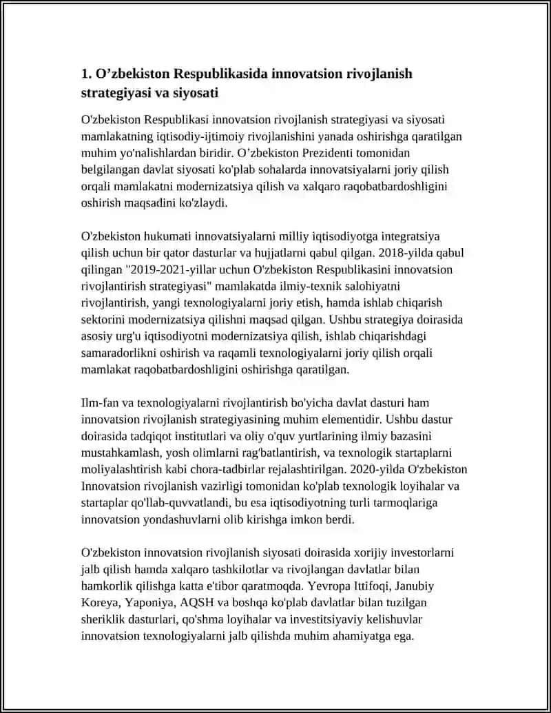 O’zbekiston Respublikasi Rivojlanishining Innovatsion Salohiyati 3