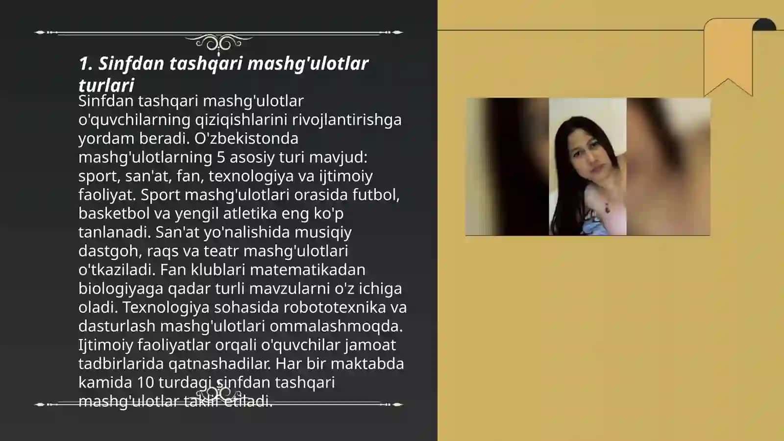 Sinfdan tashqari mashg'ulotlar turlari 3