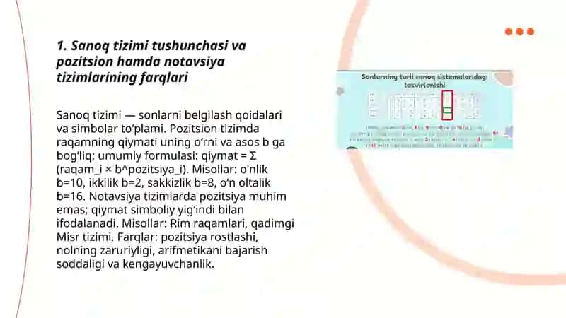 Har bir sanoq tizimining ishlash prinsipi va Unga oid misollar 3