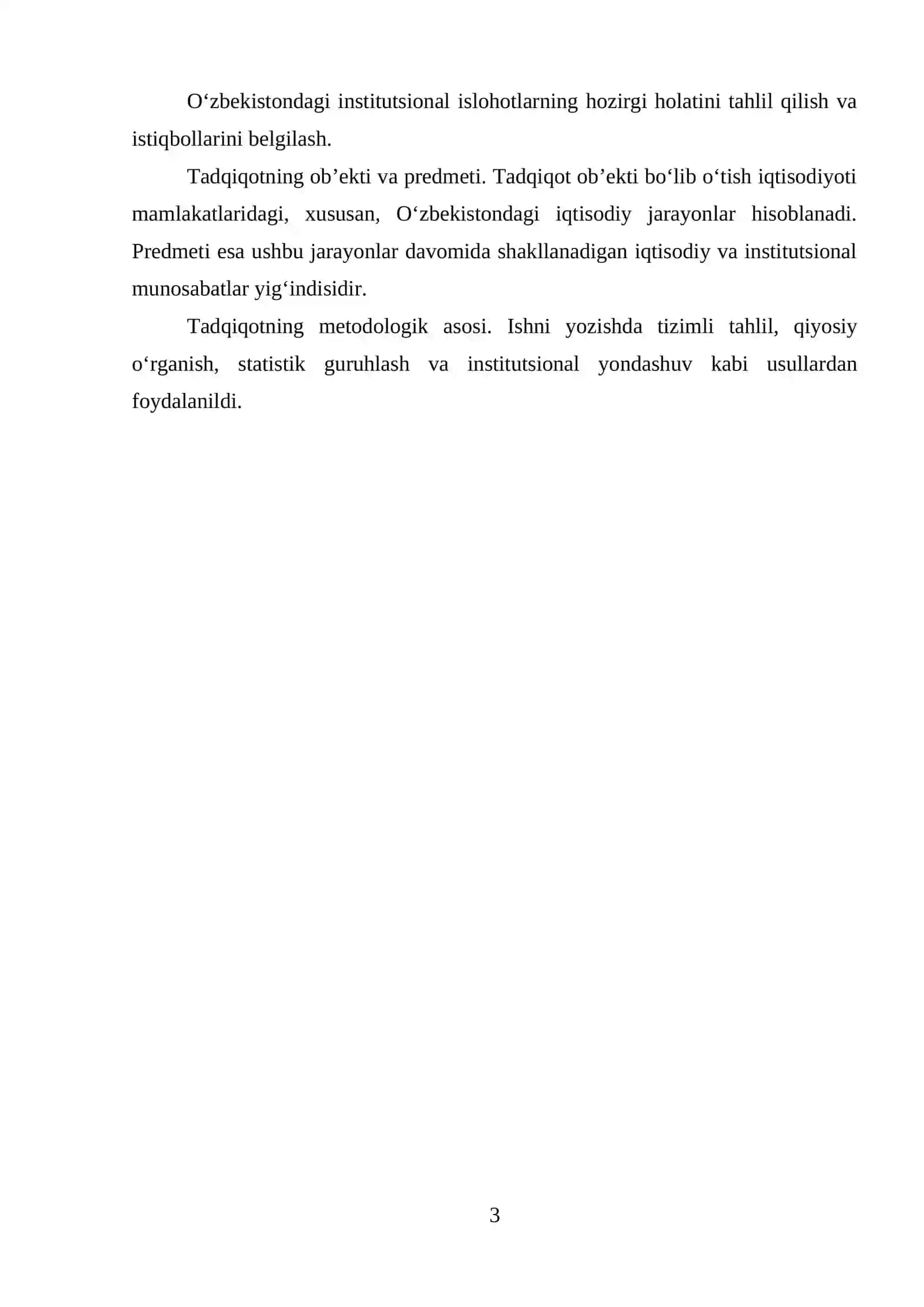 O’TISH IQTISODIYOTIDAGI IQTISODIY VA INSTITUTSIONAL O’ZGARISHLAR 3