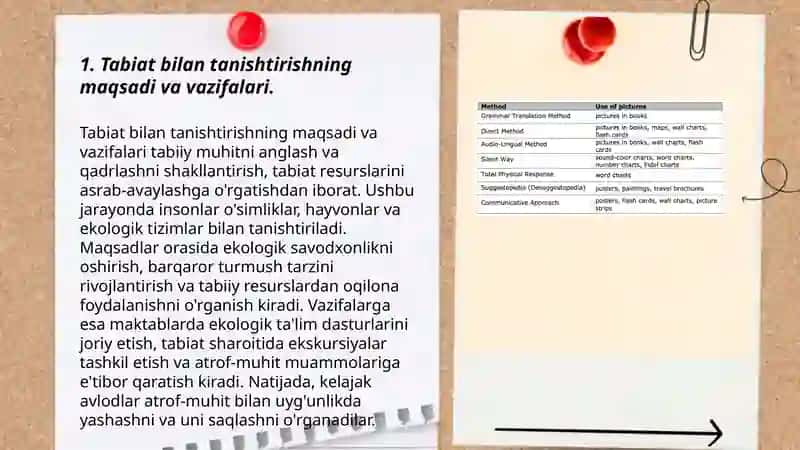 Tabiat bilan tanishtirish oʻqitishda oʻqish metodikasi 3
