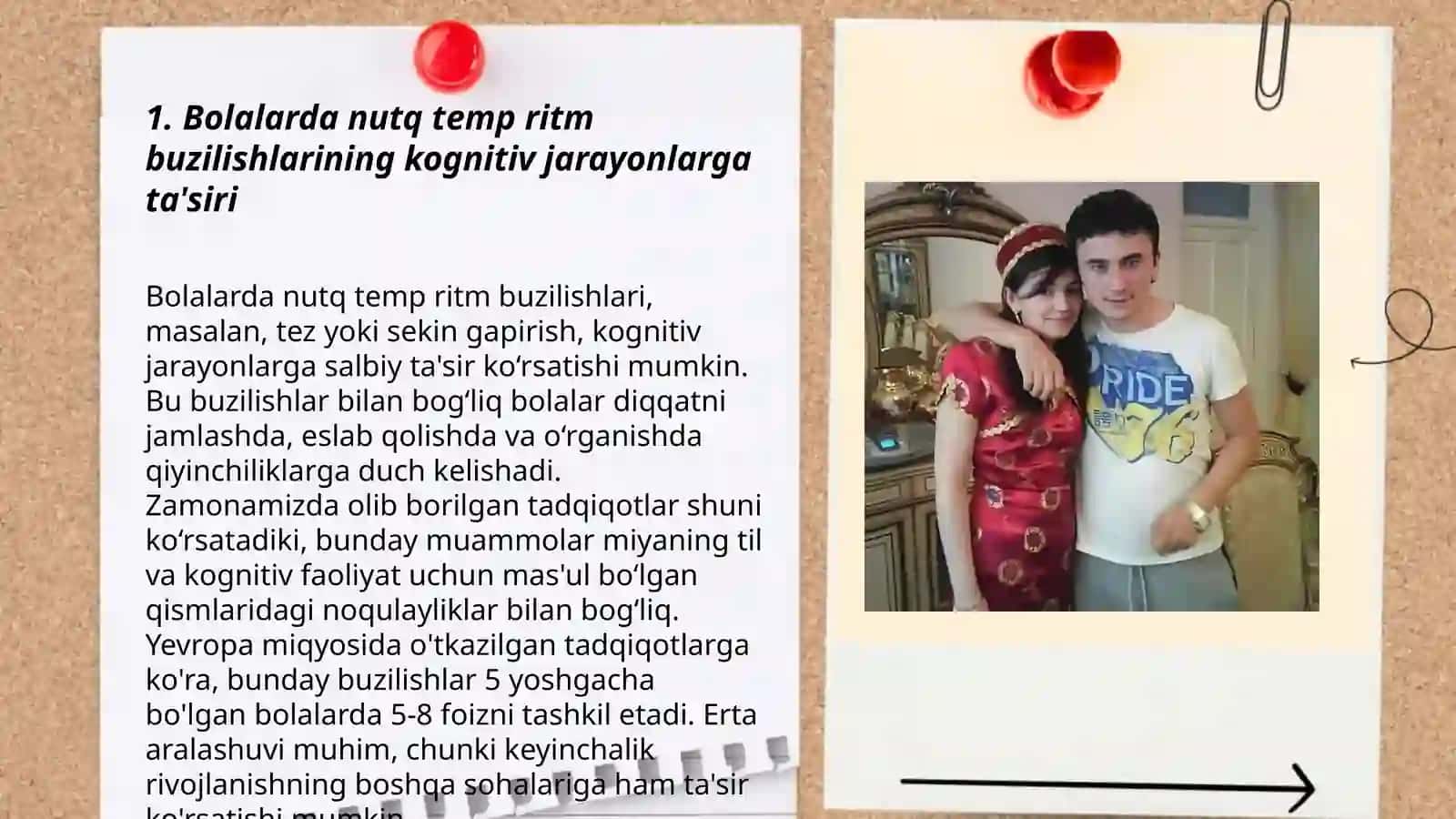 Nutqning temp ritm buzilishlari bòlgan bolalarning psixologik xususiyatlari( bilish jarayonlari, xissiy- irodaviy sohasi, shaxslararo munosabati, faolyati) ularni tekshirish va tahlil qilish 3
