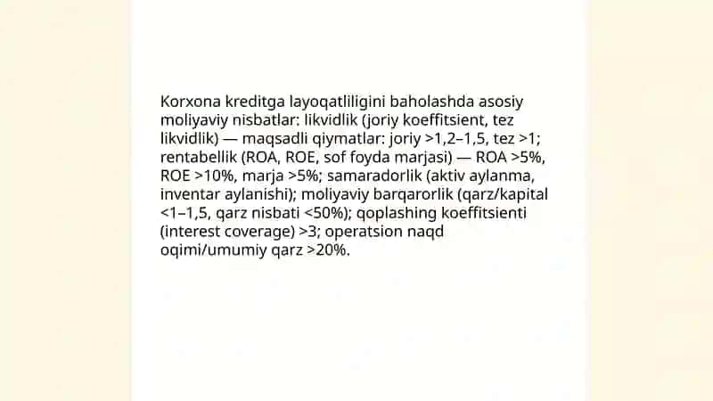 Korxona kreditga layoqatliligini baholashning zamonaviy usullari 3