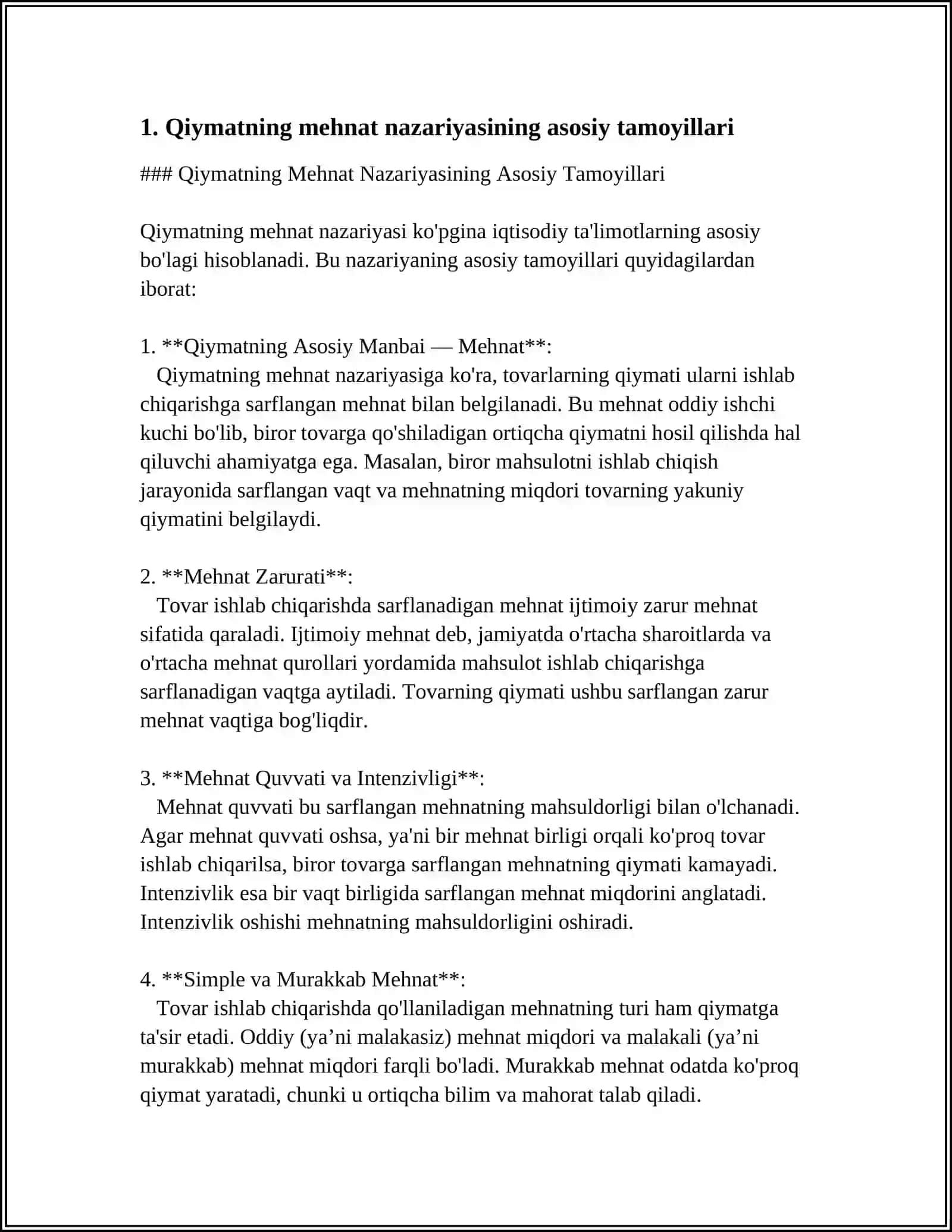Qiymatning Mehnat Nazariyasining Asosiy Tamoyillari 3