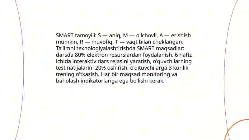 Maqsadni belgilash taʼlimnitexnologiyalashtirishning asosiy elementlari 3