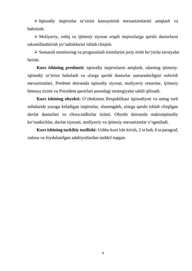 Iqtisodiy inqirozlar va ularga qarshi dasturlar samaradorligini oshirish yo‘llari 3