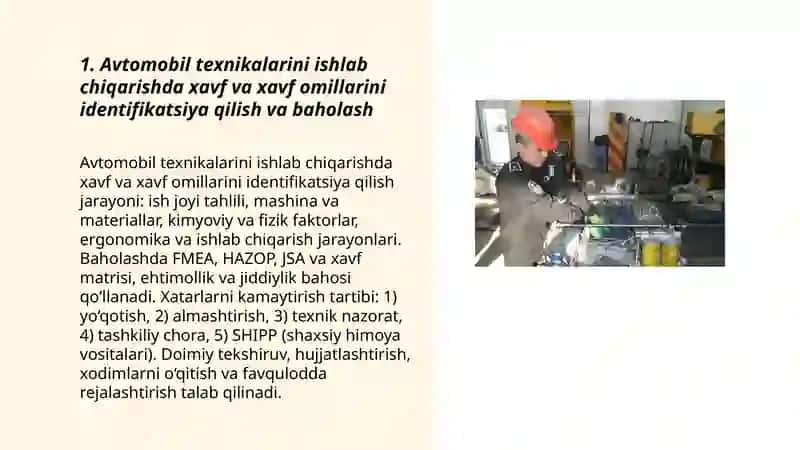 Avtomobil texnikalarini ishlab chiqarish sanoati 3