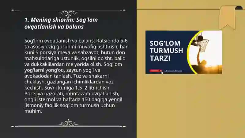 Sog'lom Turmush Tarzi - Mening Shiorim 3