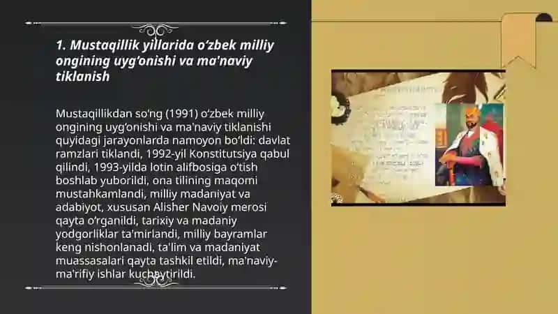 Mustaqillik yillarida O'zbekistonda ma'naviy va madaniy taraqqiyot 3