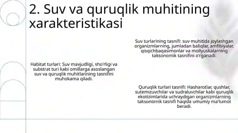 Suvda Hamda Quruqlikda Yashovchilar Sinfi Sistematikasi 3