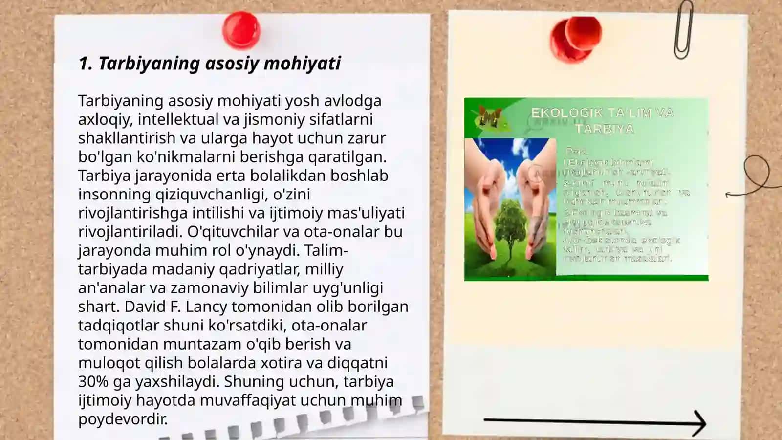 Termiz davlat pedagogika institutining Maktabgacha talim yónalishining 2-kurs 201-guruh talabasi Tohirova Dilnavozning Umumiy pedagogika fanidan tayyorlagan taqdimoti 3