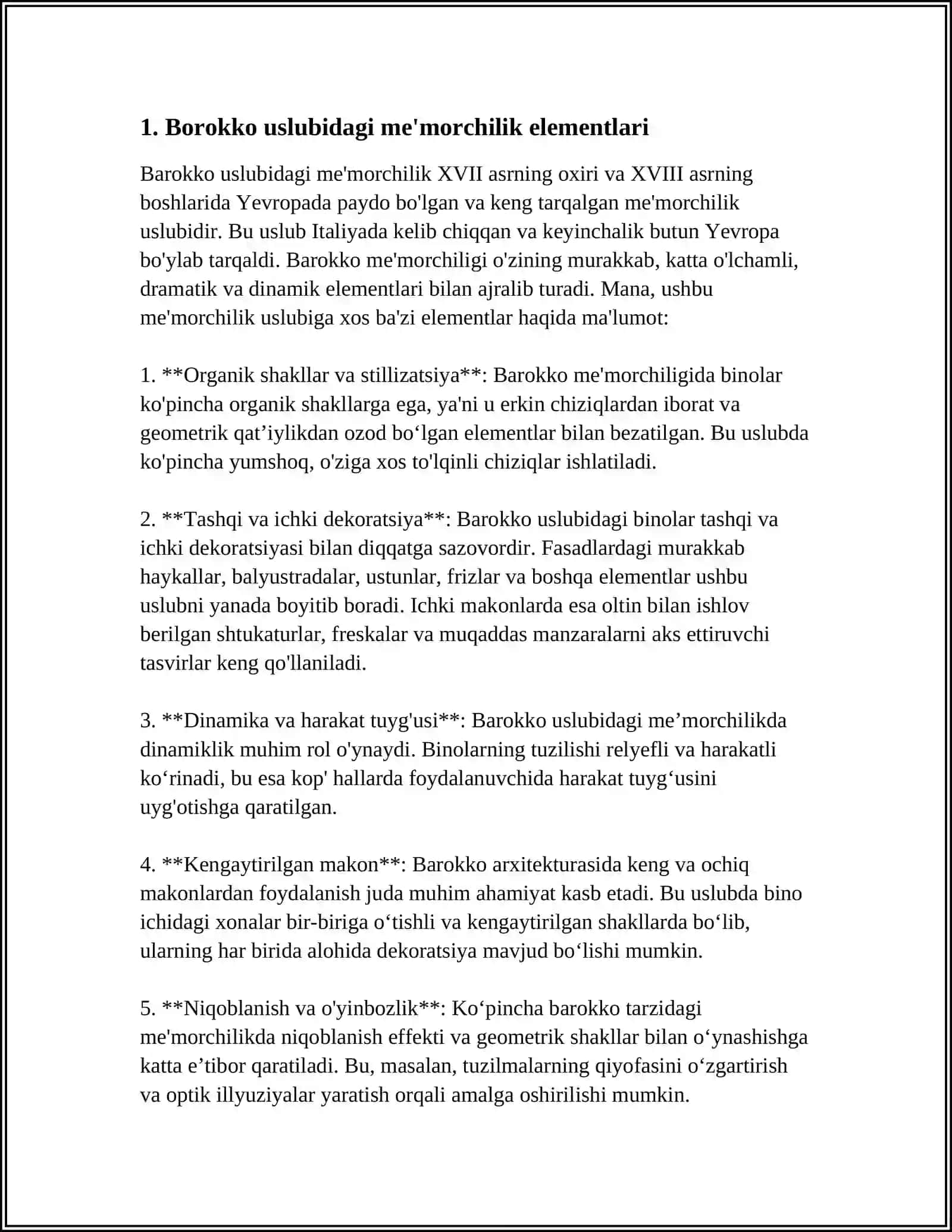 BOROKKO VA ROROKKO USLUBI ME'MORCHILIGI 3