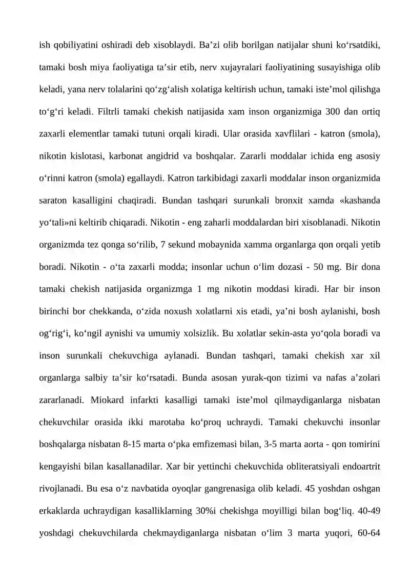 Tamaki maxsulotlarini chekish va ularni odam organizmiga, oilaga, jamiyatga salbiy ta’siri 3