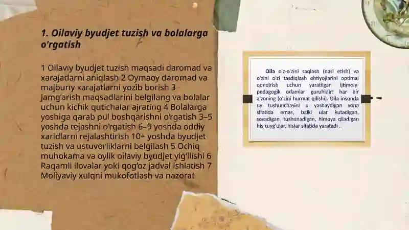 Oilaviy byudjet tuzish va bolalarga o'rgatish 3