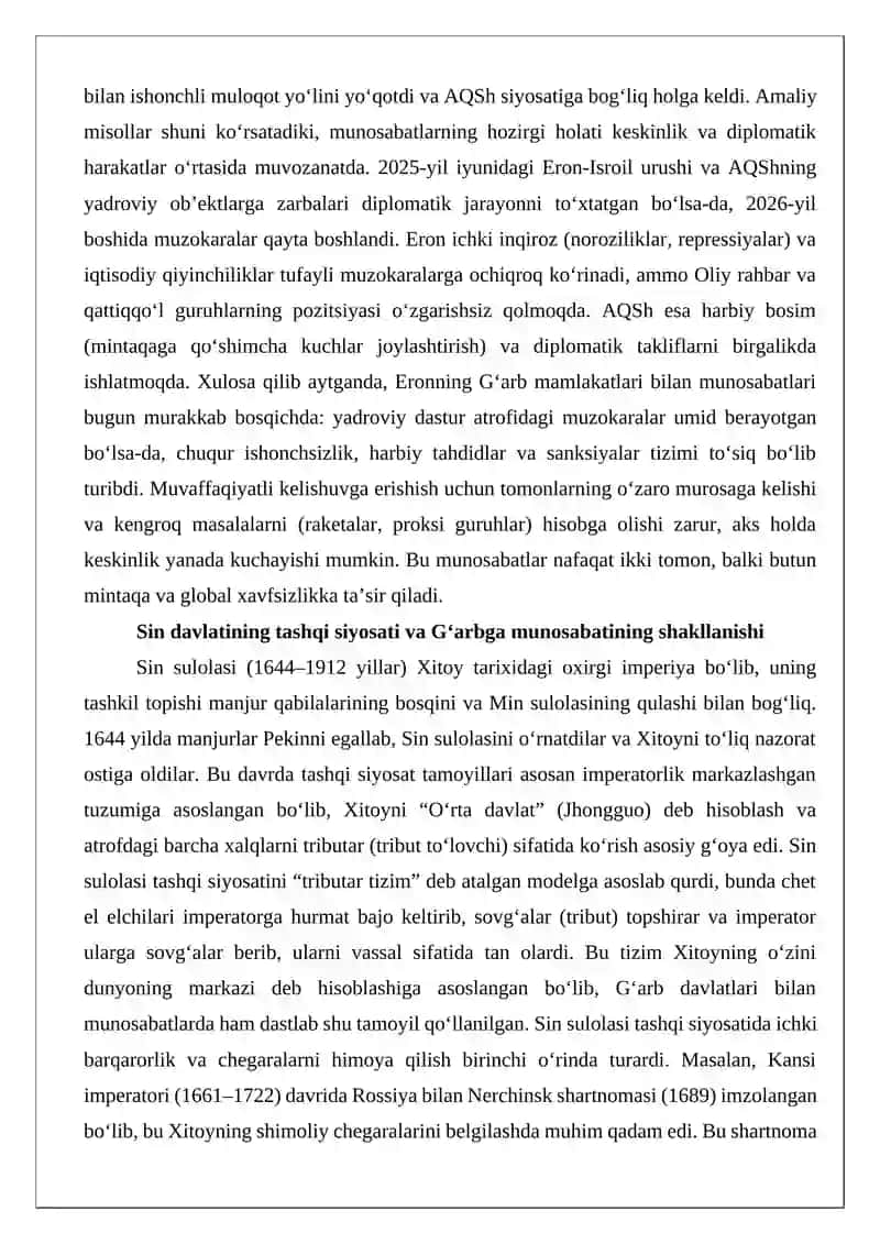 Sin davlatining G‘arb mamlakatlari bilan munosabatlari 3