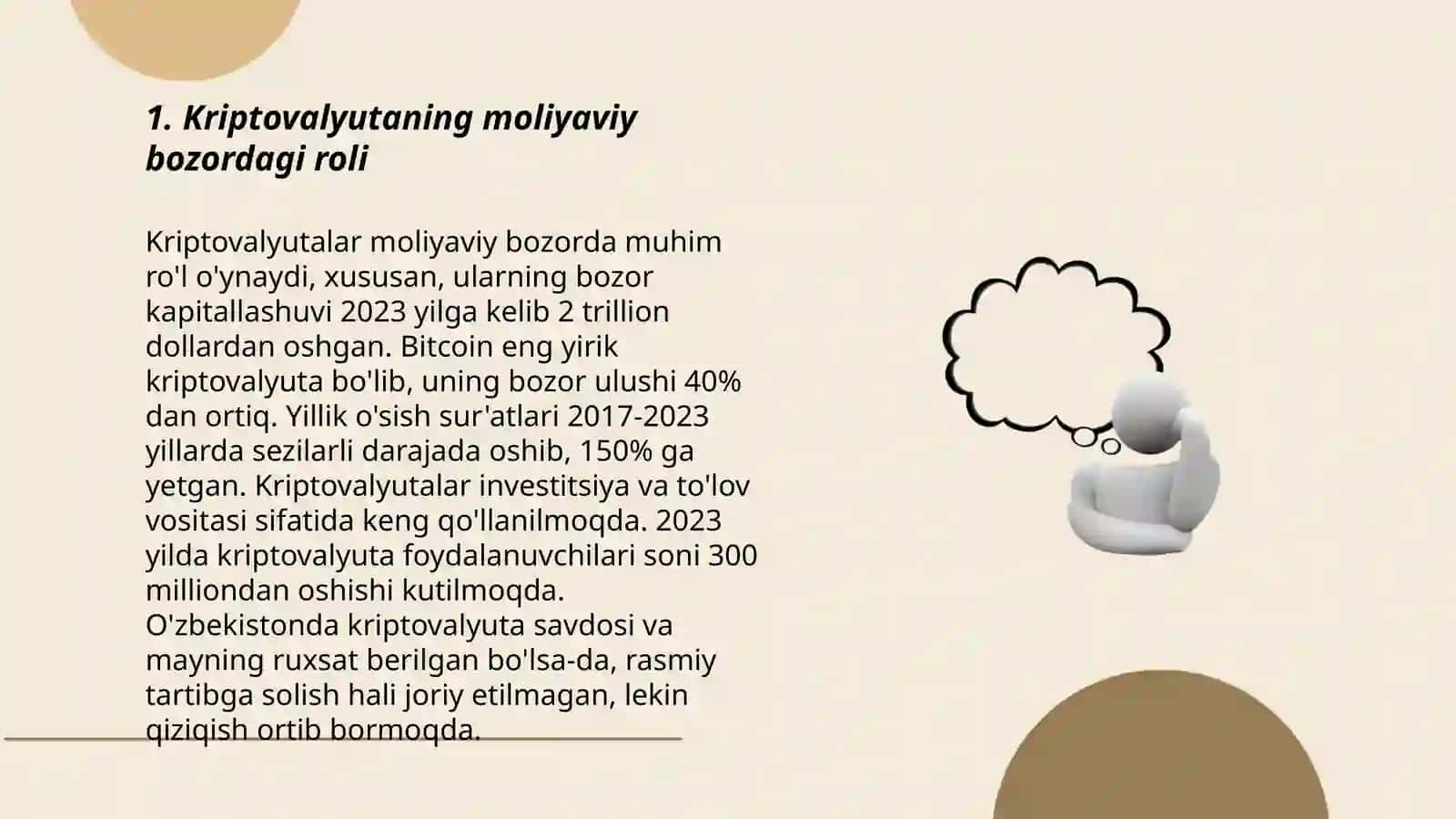 Kriptovalyuta - moliyaviy bozor vositasi sifatida o'rni 3