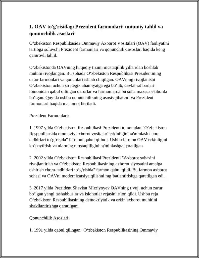 OAV TÓG'RISIDAGI PREZIDENT FARMONLARI QAROR VA BMT NING SOHAGA PDF OID ISHLARI YUNESKO VA IFLA HUJJATLARI 3