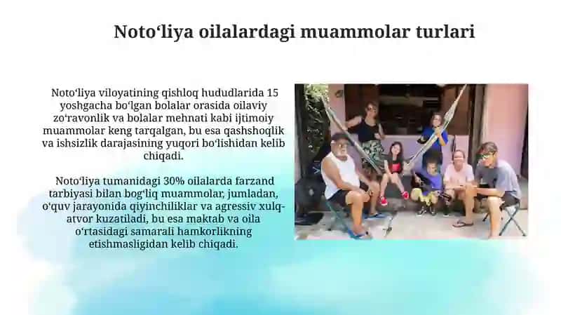 Noto'liya oilaning ijtimoiy pedagogik muammolari va kelib chiqish sabablari va turlari 3